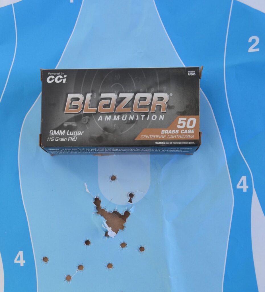 Photo of test results with Blazer 9mm Ammo 