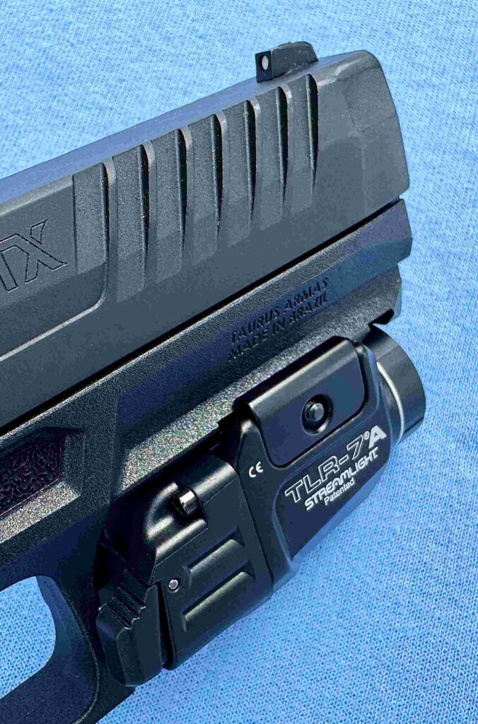 Photo of the Streamlight on the front of the TX9