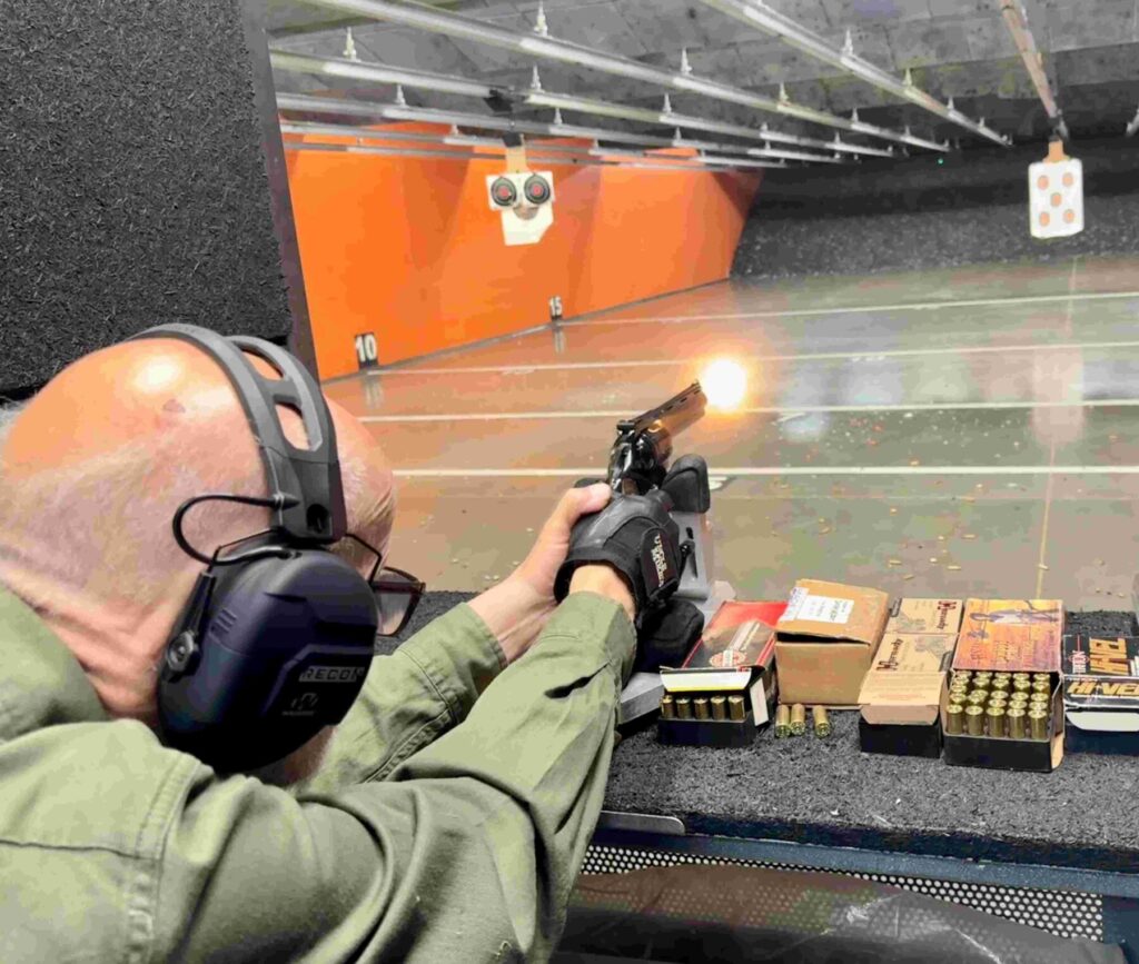 Author shooting the colt anaconda
