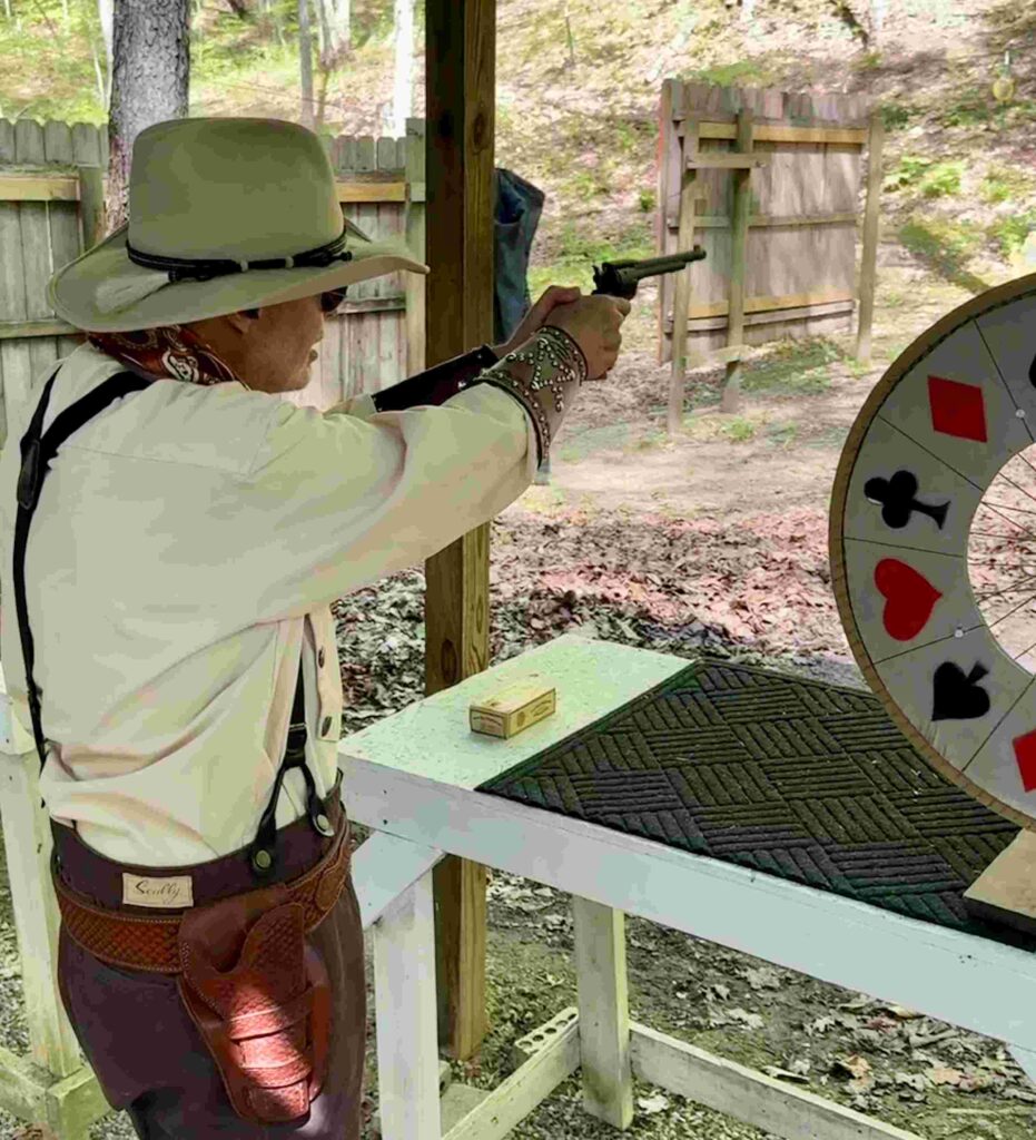 author using the gun in cowboy action competition 